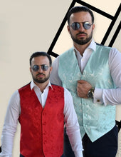 Load image into Gallery viewer, Men's Microfiber Paisley Vest, Tie, and Hanky