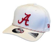 Load image into Gallery viewer, Alabama Crimson Tide White &amp; Crimson 9Seventy 970 New Era Stretch Snapback Cap with Rope Trim