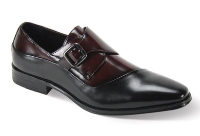 Bland and Burgundy combination all man made materials monk strap dress shoe.