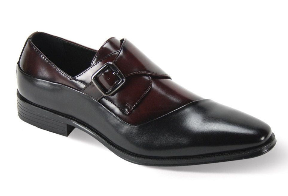 Bland and Burgundy combination all man made materials monk strap dress shoe.