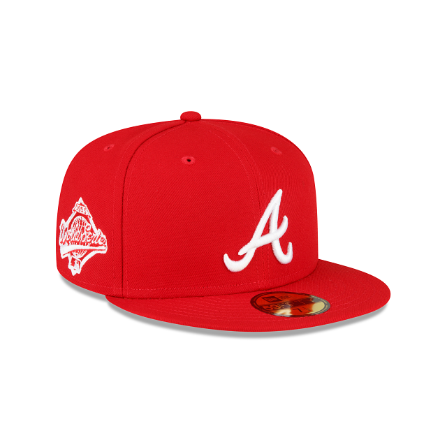Atlanta Braves 59fifty 5950 Side Patch Red White New Era Fitted Cap