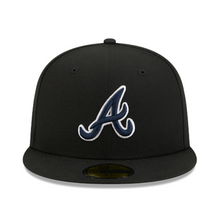 Load image into Gallery viewer, Atlanta Braves New Era 59Fifty Black Navy with White 5950 Fitted Cap