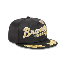 Load image into Gallery viewer, Atlanta Braves New Era Black Gold 59Fifty 5950 Fitted Hat