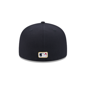 Atlanta Braves New Era Navy Gold 59Fifty 5950 Fitted Hat with 59Fifty Gold Colored Metal Pin