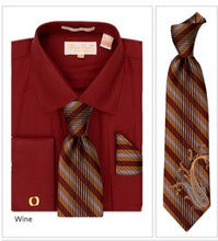 Load image into Gallery viewer, French Cuff Dress Shirt with Matching Tie, Hanky, and Cufflinks by Bruno Conte