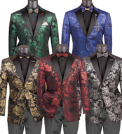 Luxurious Velvet Foil Print Modern Fit Blazer # BM02