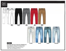 Load image into Gallery viewer, Straight Fit Stretch 3D Whisker Finish Washed Denim &amp; Twill Jeans in 9 Colors by Bleecker &amp; Mercer  # BP1090