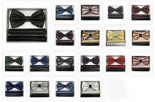 Load image into Gallery viewer, Two Tone Double Layered Pre-Tied Bow Tie with Two Hankies # BT2T108