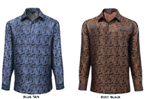 Load image into Gallery viewer, Leisure Long Sleeve Paisley Design Micro Poly Shirt by Bagazio # 2246 &amp; 2247
