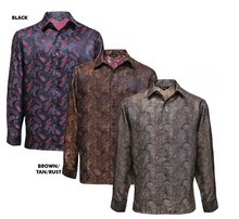 Load image into Gallery viewer, Leisure Long Sleeve Paisley Design Micro Poly Shirt by Bagazio # 2246 &amp; 2247