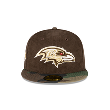 Load image into Gallery viewer, Baltimore Ravens 59Fifty 5950 New Era Brown Corduroy &amp; Camouflage Fitted Cap