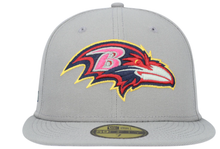 Load image into Gallery viewer, Baltimore Ravens New Era 59Fifty 5950 Color Pack Super Bowl XLV11 Side Patch Gray Fitted Cap