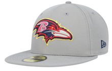 Load image into Gallery viewer, Baltimore Ravens New Era 59Fifty 5950 Color Pack Super Bowl XLV11 Side Patch Gray Fitted Cap