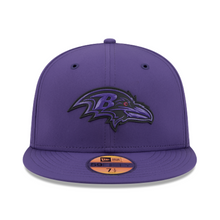 Load image into Gallery viewer, Baltimore Ravens 59Fifty 5950 New Era Purple on Purple POP Fitted Hat