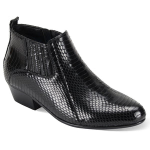 Snakeskin Synthetic Print Inside Zipper Cuban Heel Dress Boot