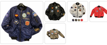 Load image into Gallery viewer, Bomber Flight Jacket with Aviation Patches