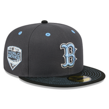 Load image into Gallery viewer, Boston Red Sox Gray and Light Blue New Era 5950 Fitted Hat with World Series Sidepatch