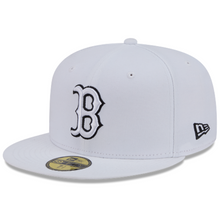 Load image into Gallery viewer, Boston Red Sox New Era 59Fifty White Cap with White Logo &amp; Black Outline 5950 Fitted Cap