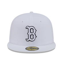 Load image into Gallery viewer, Boston Red Sox New Era 59Fifty White Cap with White Logo &amp; Black Outline 5950 Fitted Cap