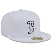 Load image into Gallery viewer, Boston Red Sox New Era 59Fifty White Cap with White Logo &amp; Black Outline 5950 Fitted Cap