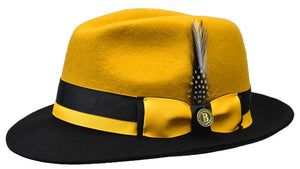 Caeser Collection 2-Tone Fedora Wool Felt Snap Brim Hat