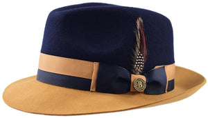 Caeser Collection 2-Tone Fedora Wool Felt Snap Brim Hat