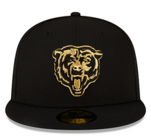 Load image into Gallery viewer, Chicago Bears New Era Black Gold Metallic 59Fifty Fitted Cap