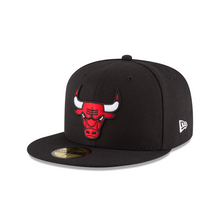 Load image into Gallery viewer, Chicago Bulls Black 59fifty 5950 New Era Fitted Hat