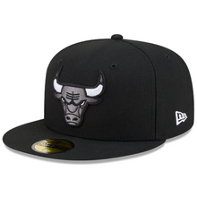 Load image into Gallery viewer, Chicago Bulls New Era 59Fifty 5950 Fitted Black Charcoal White Hat