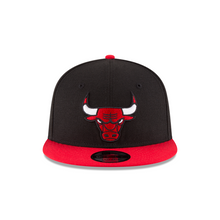 Load image into Gallery viewer, Chicago Bulls New Era 950 9Fifty Black with Red Visor &amp; Red Bulls Logo Snapback Hat