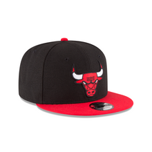 Load image into Gallery viewer, Chicago Bulls New Era 950 9Fifty Black with Red Visor &amp; Red Bulls Logo Snapback Hat