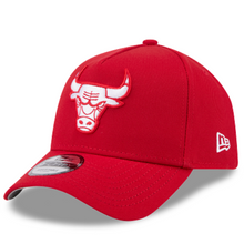 Load image into Gallery viewer, Red baseball cap with a chicago bulls logo in white