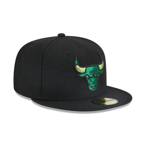 Chicago Bulls New Era Authentic Black Green Metallic Pop 59FIFTY 5950 Fitted Hat
