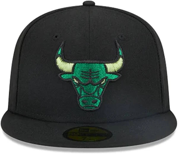 Chicago Bulls New Era Authentic Black Green Metallic Pop 59FIFTY 5950 Fitted Hat