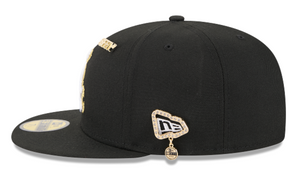 Chicago White Sox New Era Black Gold 59Fifty 5950 Fitted Hat with 59Fifty Gold Colored Metal Pin