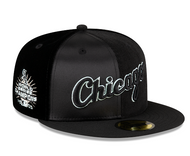 Chicago White Sox New Era 59Fifty 5950 Triple Black Satin Velvet & Corduroy Fitted Cap