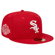Chicago White Sox New Era 59Fifty Red Cap with White Sox Logo in White & 2003 AllStar Game Side patch 5950 Fitted Cap