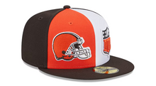 Load image into Gallery viewer, Cleveland Browns New Era 59Fifty 5950 NFL Sideline Pinwheel Fitted Hat