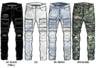 Premium Washed Slim Fit Stretch Cargo Denim Jeans with Zipper Detail