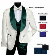 Shawl Collar 4 Piece Paisley Jacquard Design Tux in 5 Colors # 9648