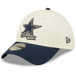 Dallas Cowboys New Era Sideline Cream Navy 39Thirty Flex Fit Hat