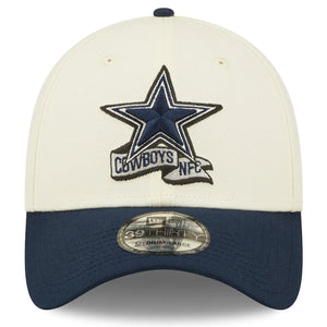 Dallas Cowboys New Era Sideline Cream Navy 39Thirty Flex Fit Hat