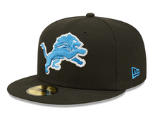 Load image into Gallery viewer, Detroit Lions New Era 5950 Black &amp; Blue 59Fifty Fitted Cap