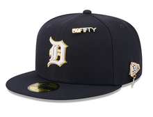 Load image into Gallery viewer, Detroit Tigers New Era 5950 Fitted Hat with 59Fifty Gold Colored Metal Pin