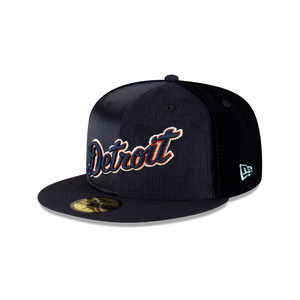 Detroit Tigers New Era 59Fifty 5950 Triple Navy Satin & Corduroy Fitted Cap