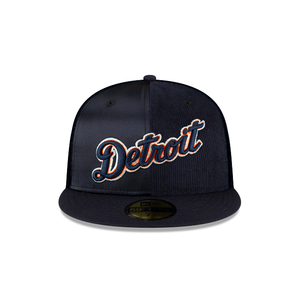 Detroit Tigers New Era 59Fifty 5950 Triple Navy Satin & Corduroy Fitted Cap