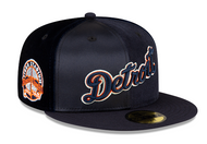 Detroit Tigers New Era 59Fifty 5950 Triple Navy Satin Velvet & Corduroy Fitted Cap