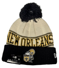 Load image into Gallery viewer, New Orleans Saints Cuffed Knit Lined Pom Knit Historic New Era Beanie