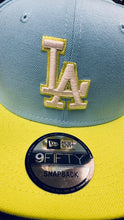 Load image into Gallery viewer, Los Angeles Dodgers New Era 9Fifty Light Blue with White Lime 2 Tone Color Pack 950 Snapback Hat