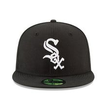Load image into Gallery viewer, Chicago White Sox New Era Black Hat with White Sox Logo 59Fifty 5950 Jackie Robinson Side Patch Fitted Cap